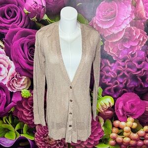 White House Black Market Rose Gold Open-Front Button Cardigan